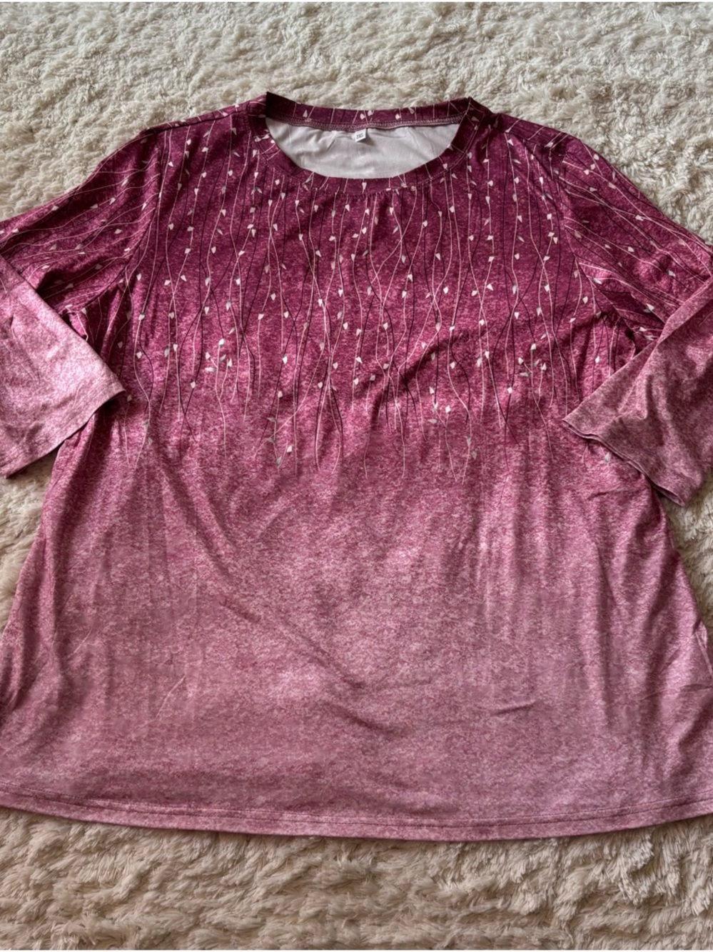 Women's Mauve Ombre Floral Detail 3/4 length sleeve Top